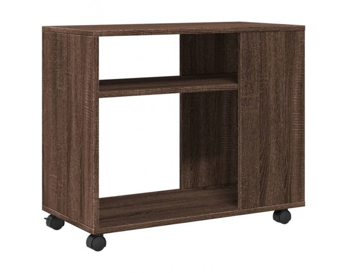 Sonata H Странична маса с колела кафяв дъб 70x35x60 см инженерно дърво