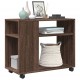 Sonata H Странична маса с колела кафяв дъб 70x35x60 см инженерно дърво
