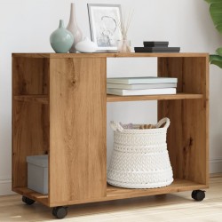 Sonata H Странична маса с колела дъб артизан 70x35x60 см инженерно дърво - Măsuțe de living