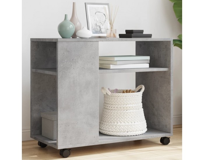 Sonata H Странична маса с колела бетонно сив 70x35x60 см инженерно дърво