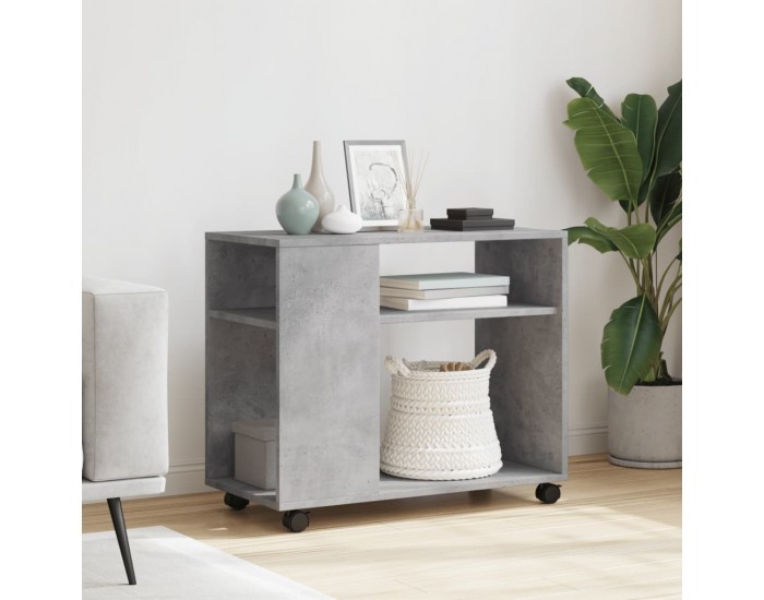 Sonata H Странична маса с колела бетонно сив 70x35x60 см инженерно дърво