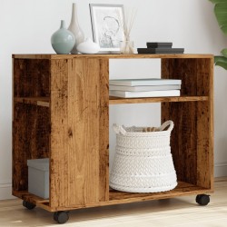 Sonata H Странична маса с колела старо дърво 70x35x60 см инженерно дърво - Măsuțe de living