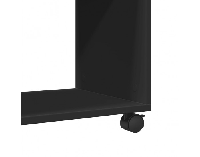 Sonata H Странична маса с колела черна 70x35x60 см инженерно дърво