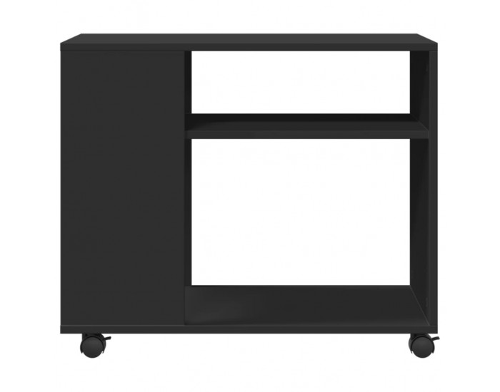 Sonata H Странична маса с колела черна 70x35x60 см инженерно дърво