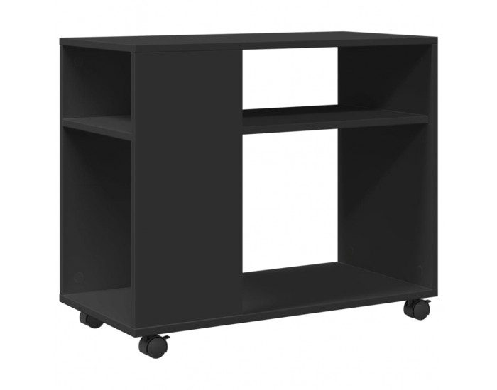 Sonata H Странична маса с колела черна 70x35x60 см инженерно дърво