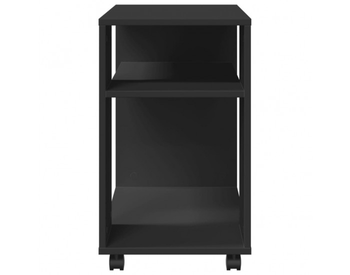 Sonata H Странична маса с колела черна 70x35x60 см инженерно дърво