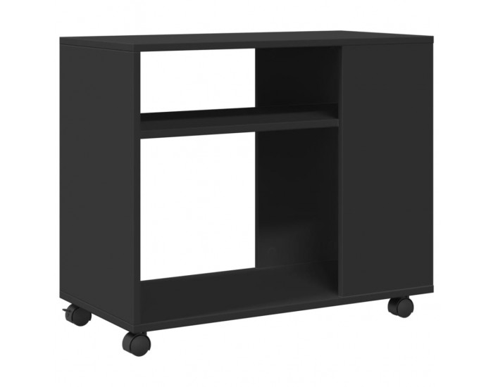 Sonata H Странична маса с колела черна 70x35x60 см инженерно дърво