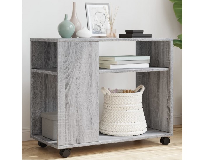 Sonata H Странична маса с колела сив сонома 70x35x60 см инженерно дърво