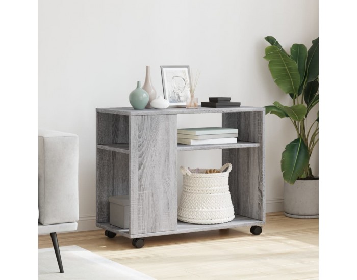 Sonata H Странична маса с колела сив сонома 70x35x60 см инженерно дърво