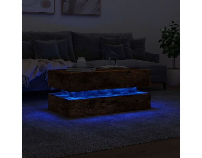 Sonata H Маса за кафе с LED осветление, опушен дъб, 90x50x40 см