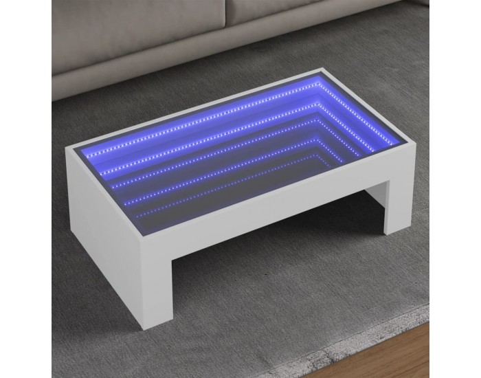 Sonata H Маса за кафе с Infinity LED, бяла, 90x50x30 см