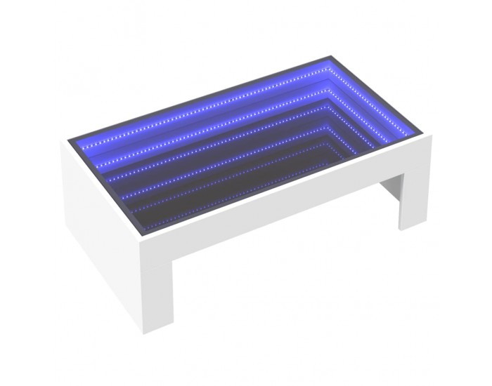 Sonata H Маса за кафе с Infinity LED, бяла, 90x50x30 см