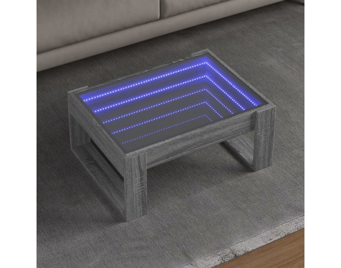 Sonata H Маса за кафе с Infinity LED, сив сонома, 70x53x30 см