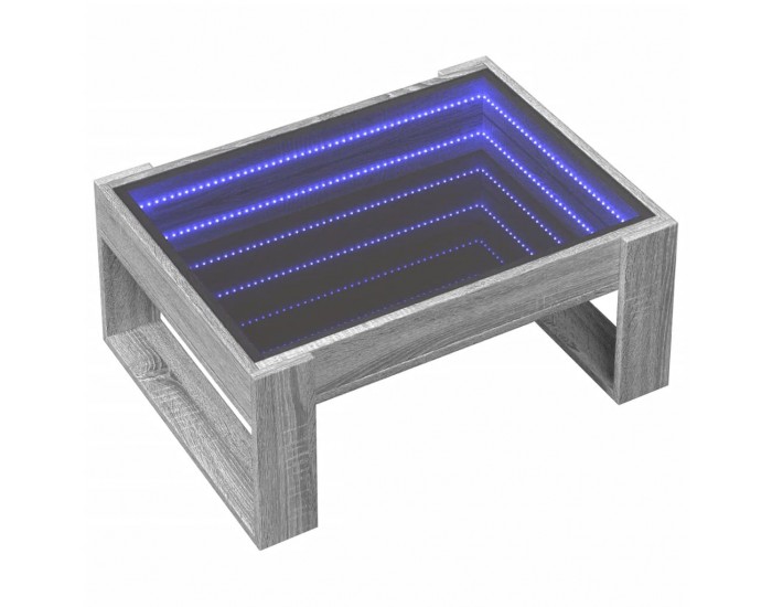 Sonata H Маса за кафе с Infinity LED, сив сонома, 70x53x30 см