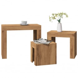 Sonata H Стифиращи кафе маси, 3 бр, дъб артизан, инженерно дърво - Măsuțe de living