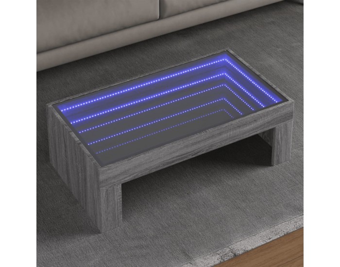 Sonata H Маса за кафе с Infinity LED, сив сонома, 90x50x30 см