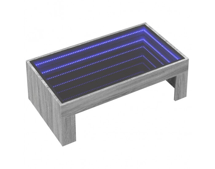 Sonata H Маса за кафе с Infinity LED, сив сонома, 90x50x30 см