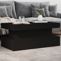 Sonata H Маса за кафе с LED осветление, черна, 90x50x40 см - Măsuțe de living