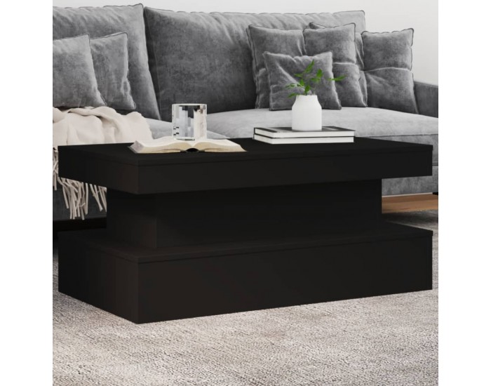 Sonata H Маса за кафе с LED осветление, черна, 90x50x40 см