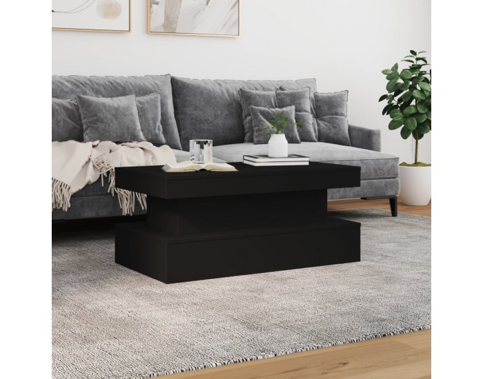Sonata H Маса за кафе с LED осветление, черна, 90x50x40 см