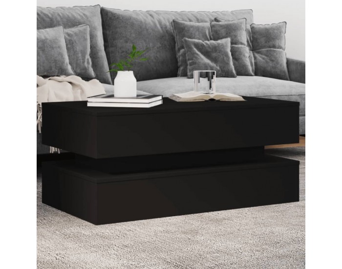 Sonata H Маса за кафе с LED осветление, черна, 90x50x40 см
