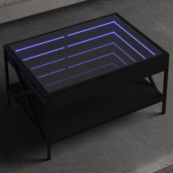 Sonata H Маса за кафе с Infinity LED, черна, 70x50x38 см - Măsuțe de living