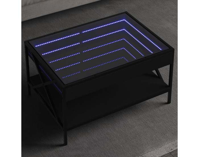 Sonata H Маса за кафе с Infinity LED, черна, 70x50x38 см