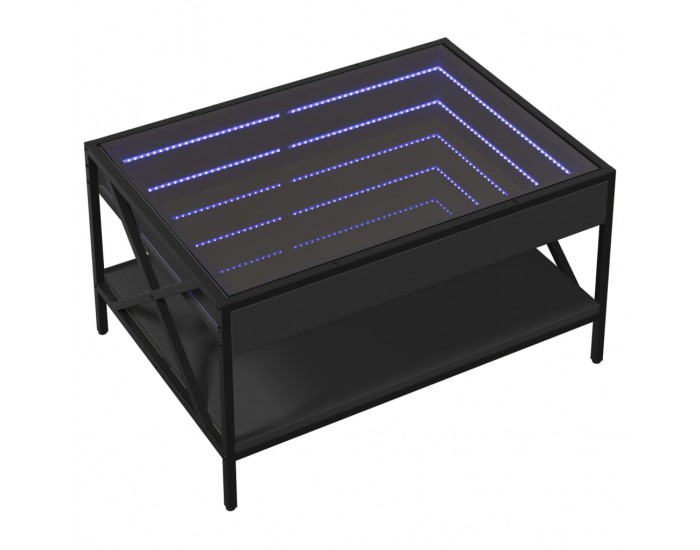 Sonata H Маса за кафе с Infinity LED, черна, 70x50x38 см