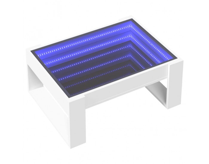 Sonata H Маса за кафе с Infinity LED бяла 70x53x30 см
