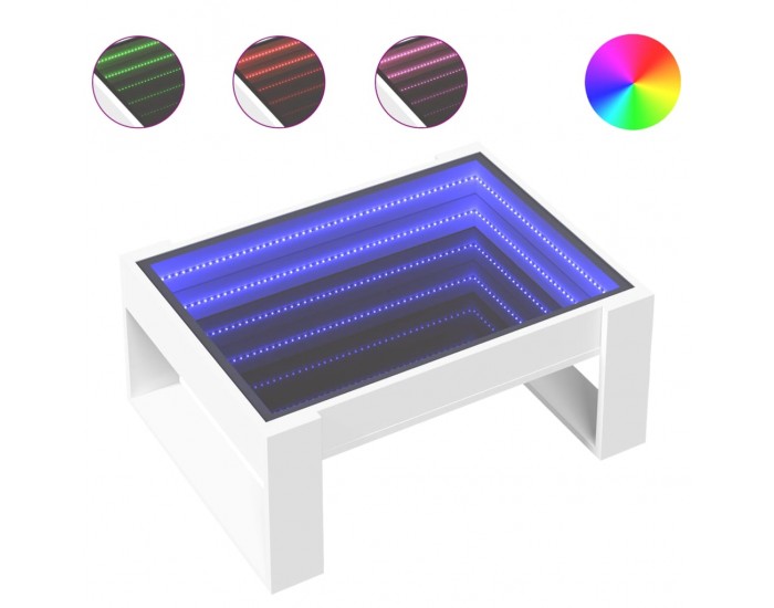Sonata H Маса за кафе с Infinity LED бяла 70x53x30 см