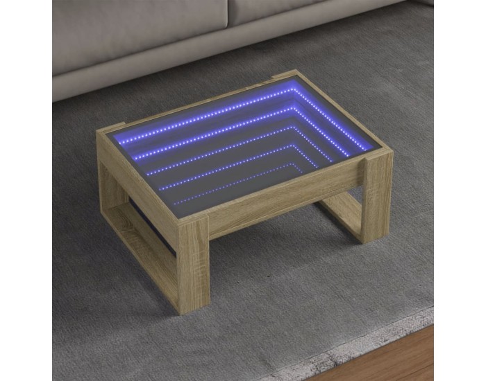 Sonata H Маса за кафе с Infinity LED, сонома дъб, 70x53x30 см