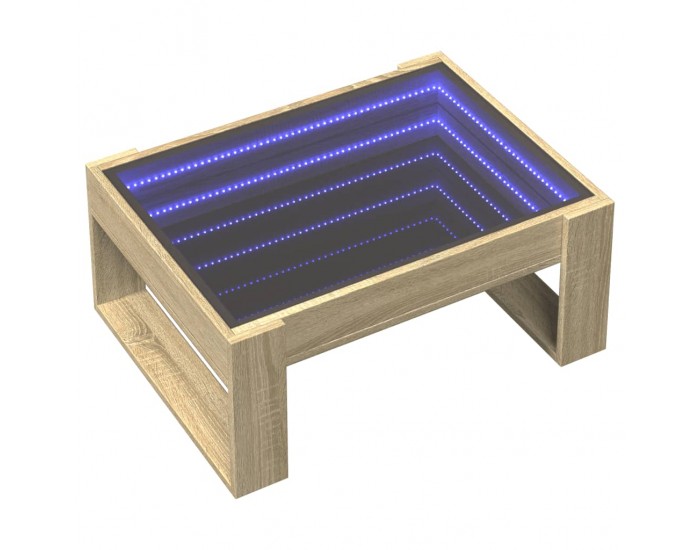 Sonata H Маса за кафе с Infinity LED, сонома дъб, 70x53x30 см