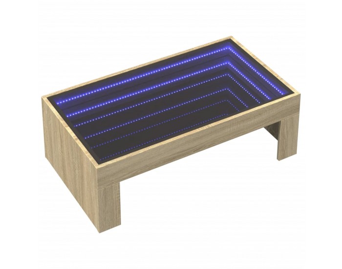 Sonata H Маса за кафе с Infinity LED, сонома дъб, 90x50x30 см