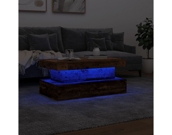 Sonata H Маса за кафе с LED осветление, старо дърво, 90x50x40 см