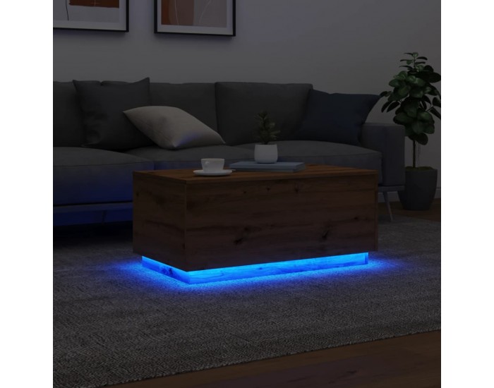 Sonata H Маса за кафе с LED осветление, дъб артизан, 90x50x40 см
