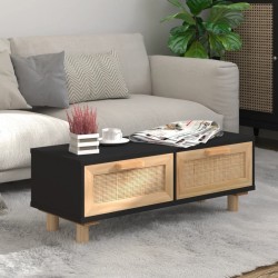 Sonata H Кафе маса, черна, 80x40x30 см, инженерно дърво и бор масив - Măsuțe de living