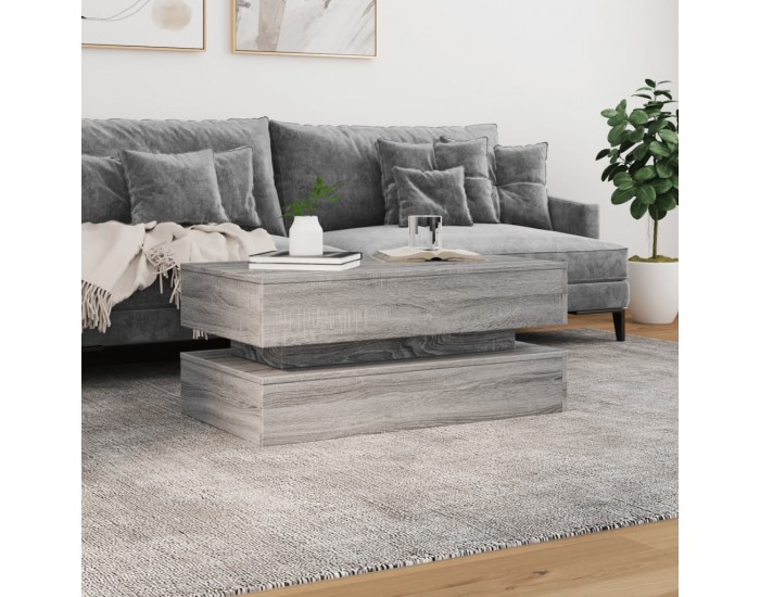 Sonata H Маса за кафе с LED осветление, сив сонома, 90x50x40 см