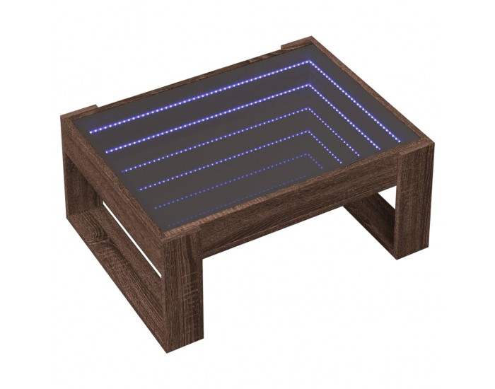 Sonata H Маса за кафе с Infinity LED, кафяв дъб, 70x53x30 см