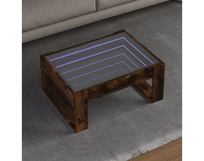 Sonata H Маса за кафе с Infinity LED, опушен дъб, 70x53x30 см