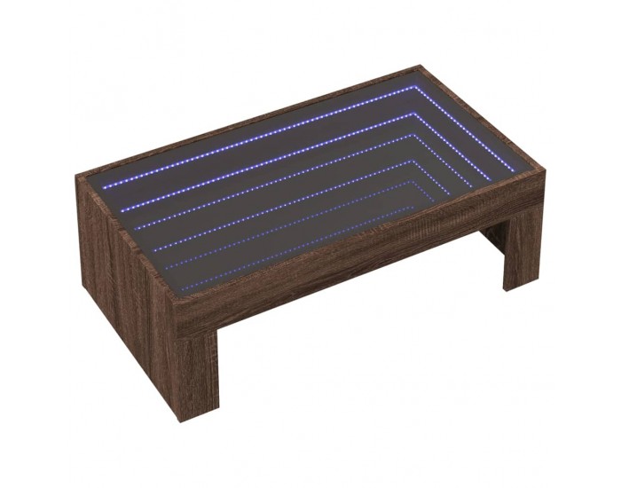 Sonata H Маса за кафе с Infinity LED, кафяв дъб, 90x50x30 см