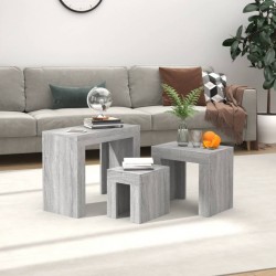 Sonata H Стифиращи кафе маси, 3 бр, сив сонома, инженерно дърво - Măsuțe de living