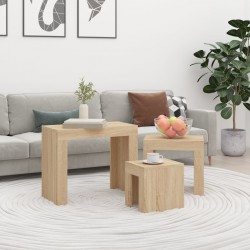Sonata H Стифиращи кафе маси, 3 бр, сонома дъб, инженерно дърво - Măsuțe de living