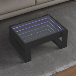 Sonata H Маса за кафе с Infinity LED, черна, 70x53x30 см - Măsuțe de living