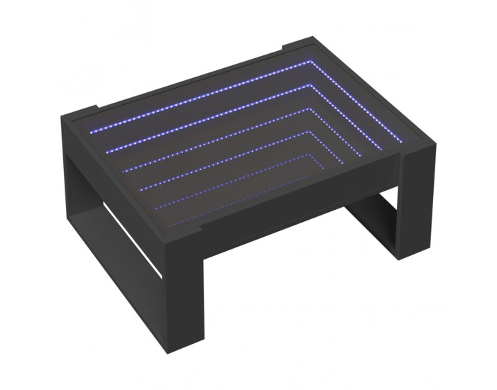 Sonata H Маса за кафе с Infinity LED, черна, 70x53x30 см
