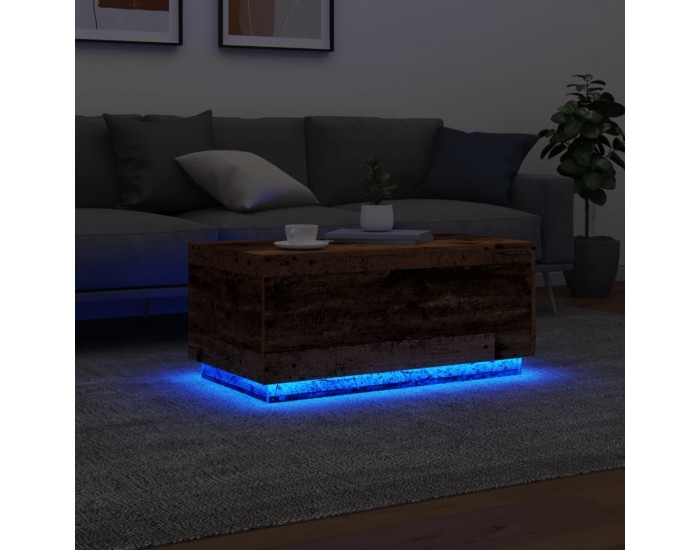 Sonata H Маса за кафе с LED осветление, старо дърво, 90x50x40 см