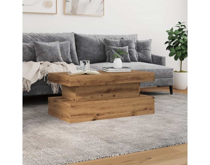 Sonata H Маса за кафе с LED осветление, дъб артизан, 90x50x40 см