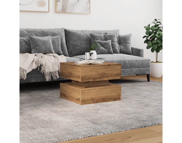 Sonata H Маса за кафе с LED осветление, дъб артизан, 50x50x40 см