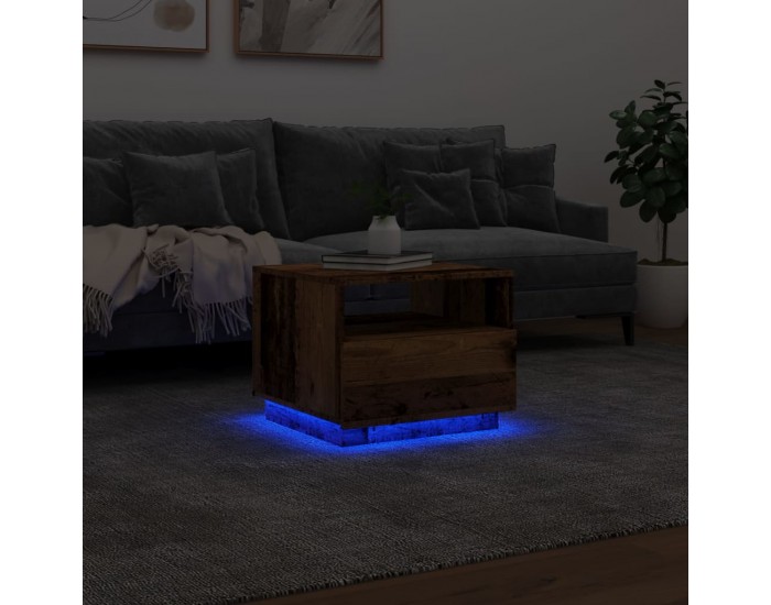 Sonata H Маса за кафе с LED осветление, старо дърво, 50x49x40 см