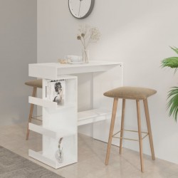 Sonata H Бар маса с шкаф за съхранение, бял гланц, 100x50x101,5 см - Mese de dining