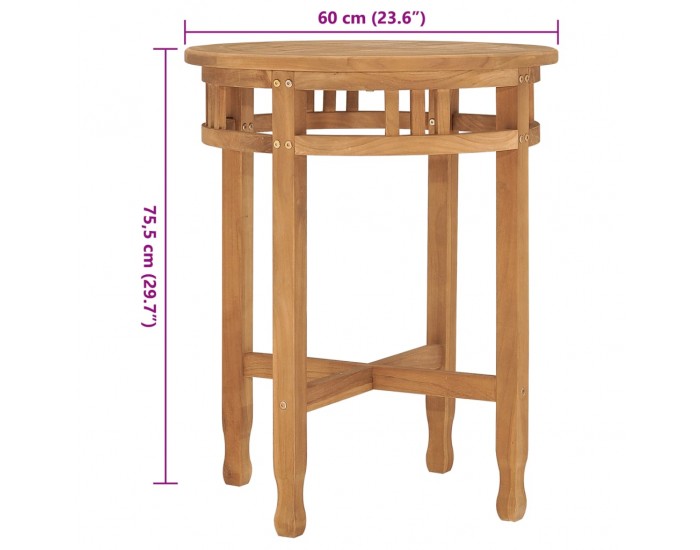 Sonata Masă de bistro, Ø60x75,5 cm, lemn masiv de tec